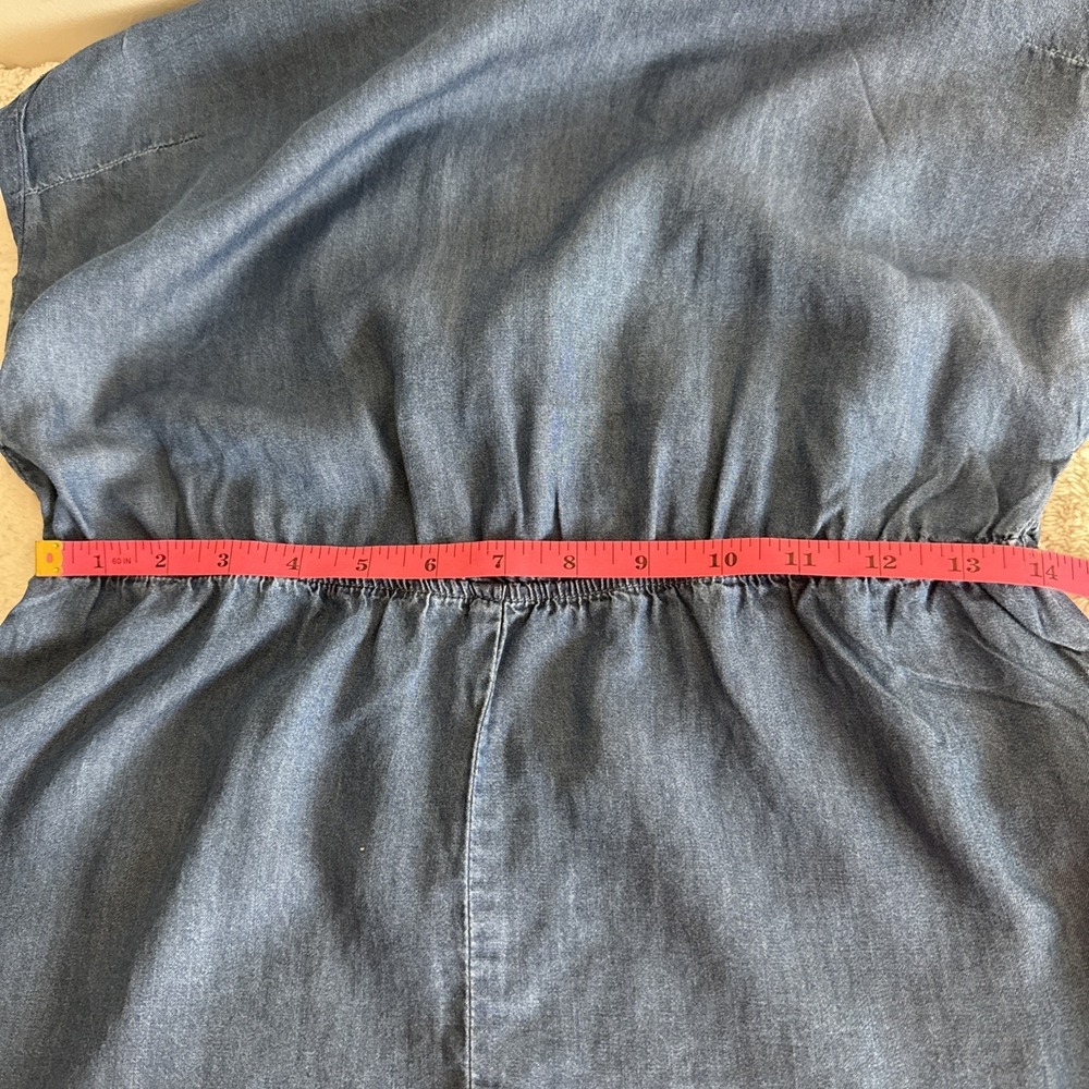 NWT Ci Sono Denim Blue Sleeveless Romper L Summer Outdoors Festival Boho Casual - Picture 10 of 14